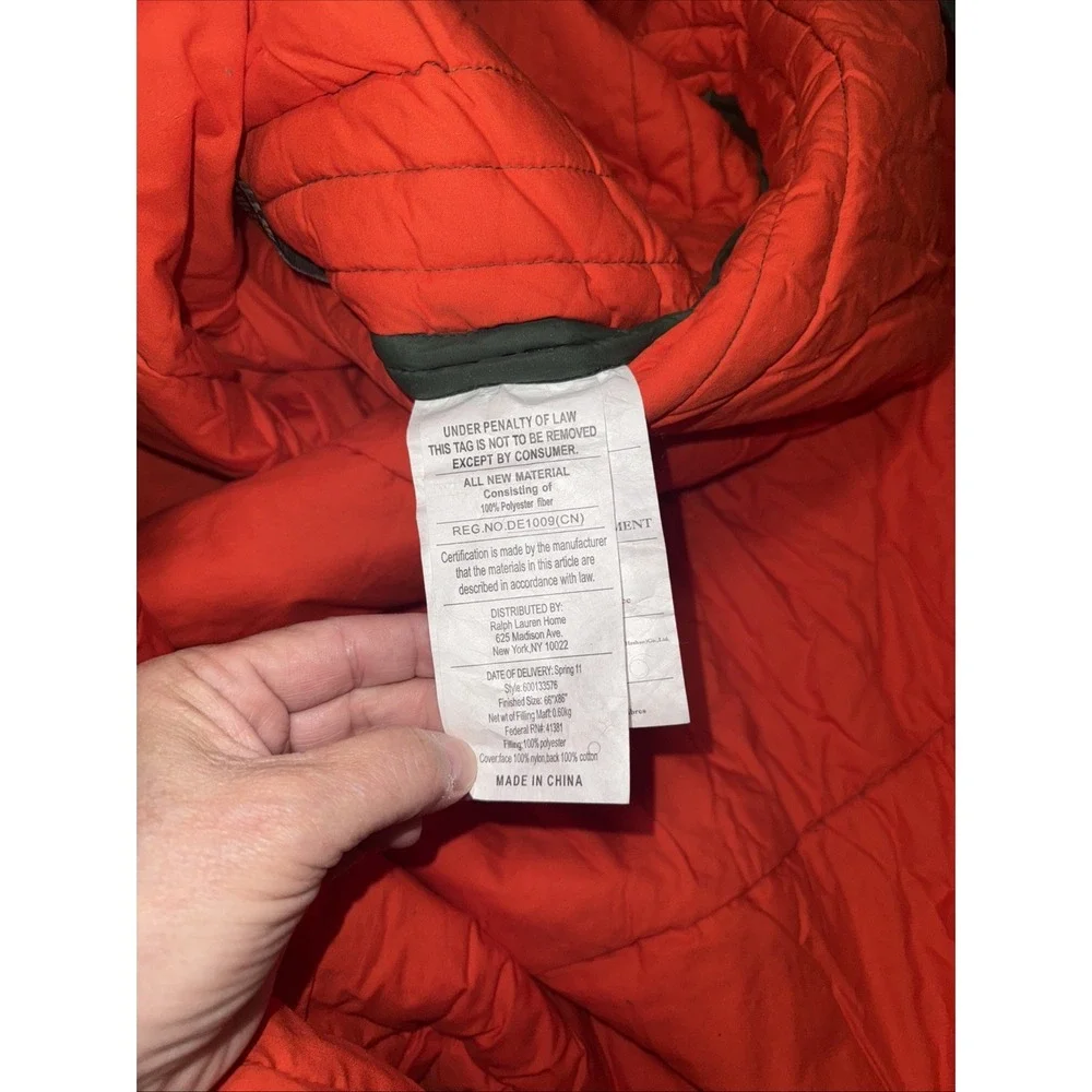 Ralph Lauren Sleeping Bag Twin‎ Green Orange  Lauren 2 Embroidered